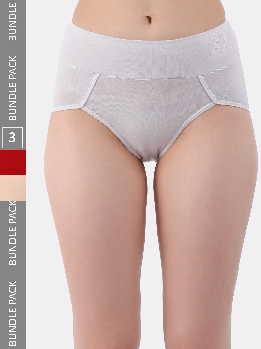 

Amour Secret Women Pack of 3 Mid Rise Anti-Bacterial Hipster Briefs, Grey