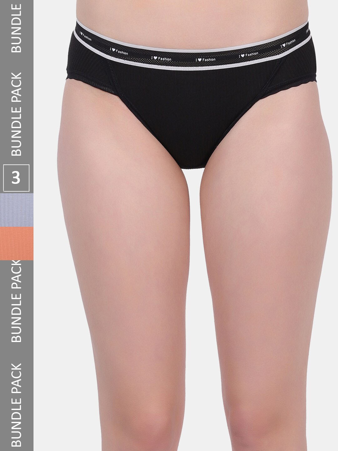 Amour Secret Pack Of 3 Anti-Bacterial Bikini Briefs, Black