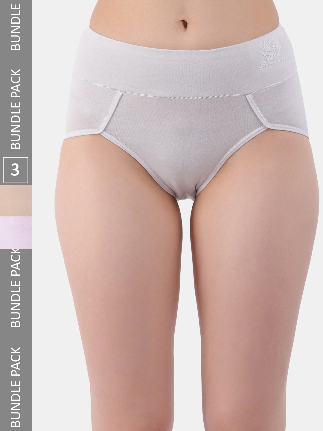

Amour Secret Pack Of 3 Anti-Bacterial Hipster Briefs, Grey