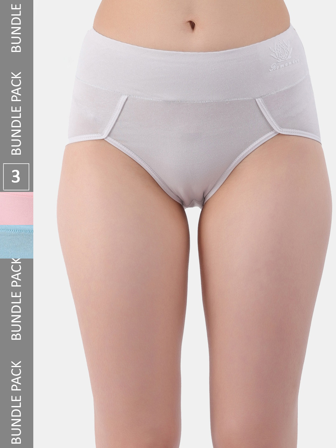 

Amour Secret Women Pack Of 3 Cotton Anti-Bacterial Hipster Briefs, Grey