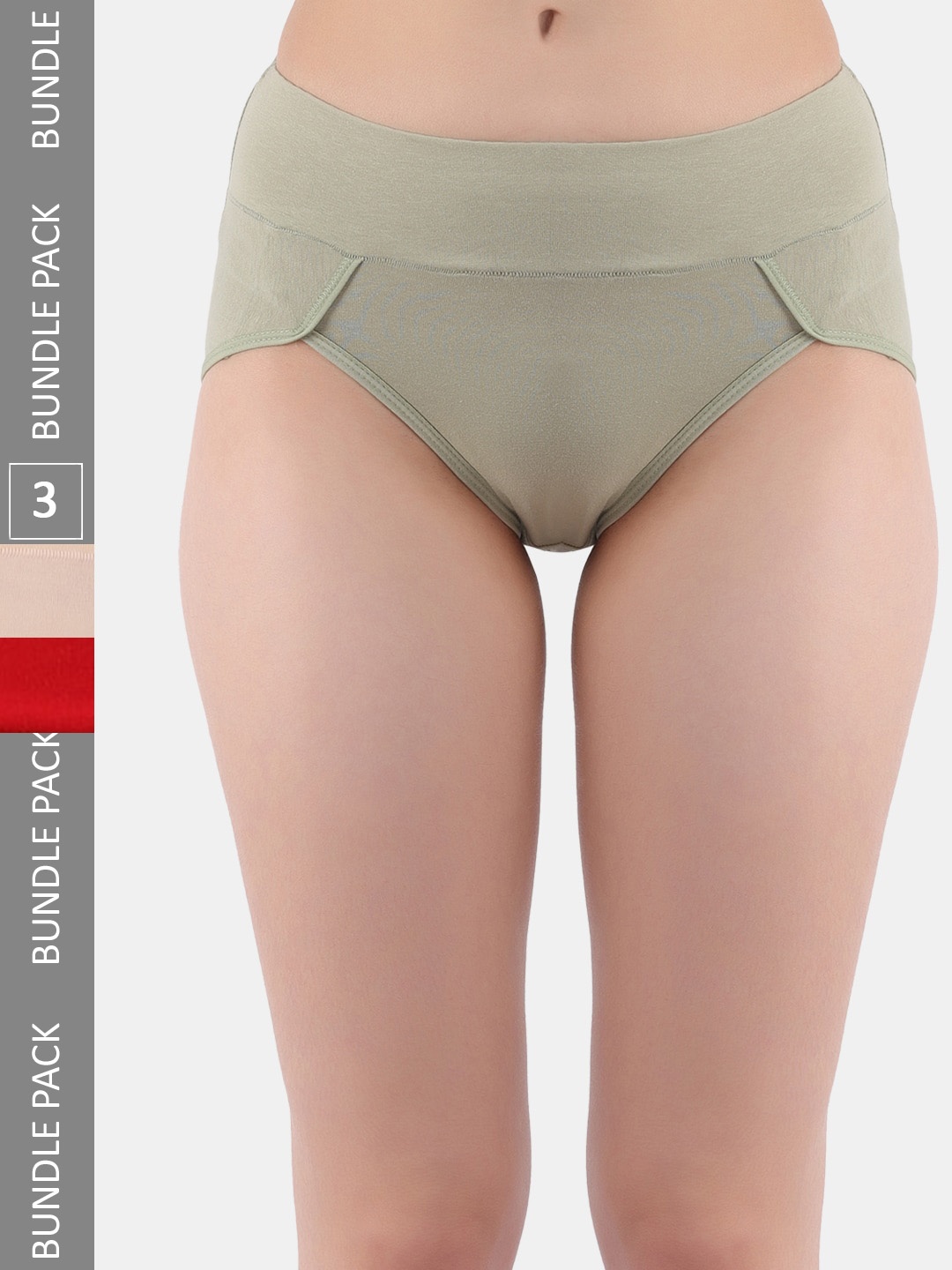 

Amour Secret Women Pack of 3 Mid Rise Anti-Bacterial Hipster Briefs, Red