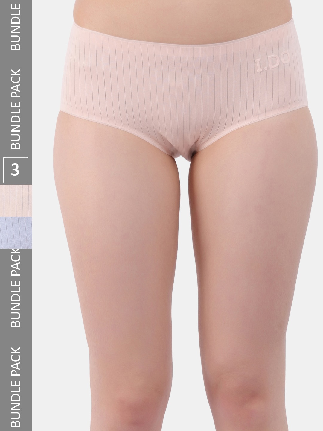 

Amour Secret Women Pack Of 3 Striped Anti-Bacterial Hipster Briefs, Nude