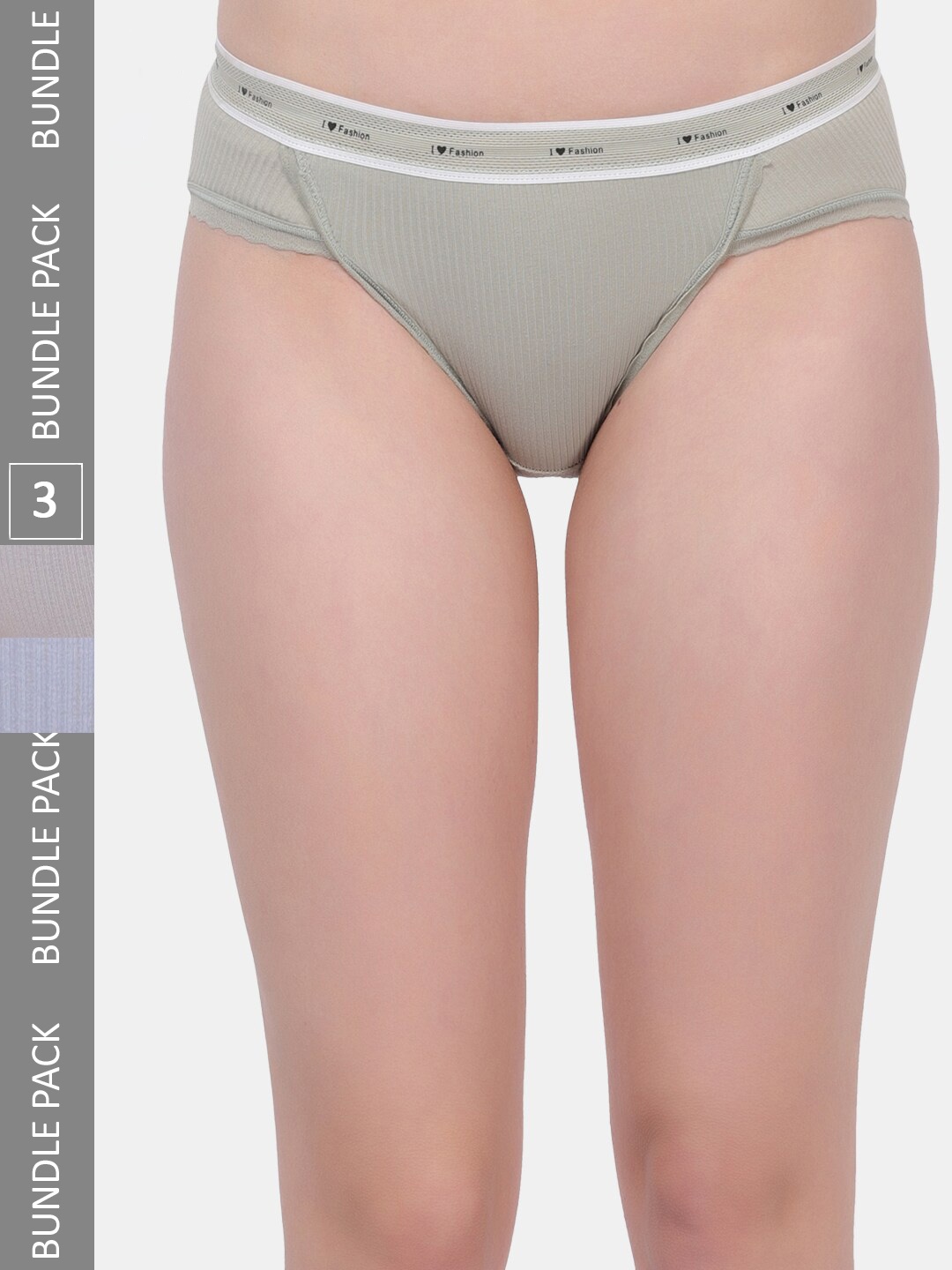 

Amour Secret Women Pack Of 3 Ribbed Anti-Bacterial Bikini Briefs, Green