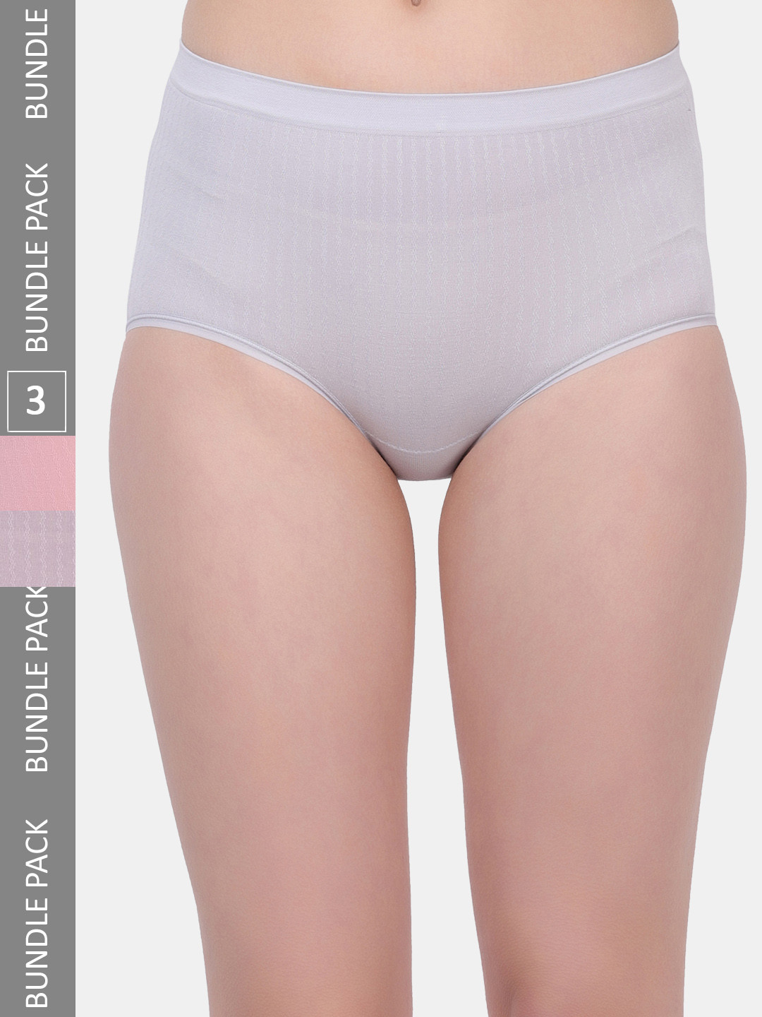 

Amour Secret Women Pack Of 3 Striped Anti-Bacterial Hipster Briefs, Grey