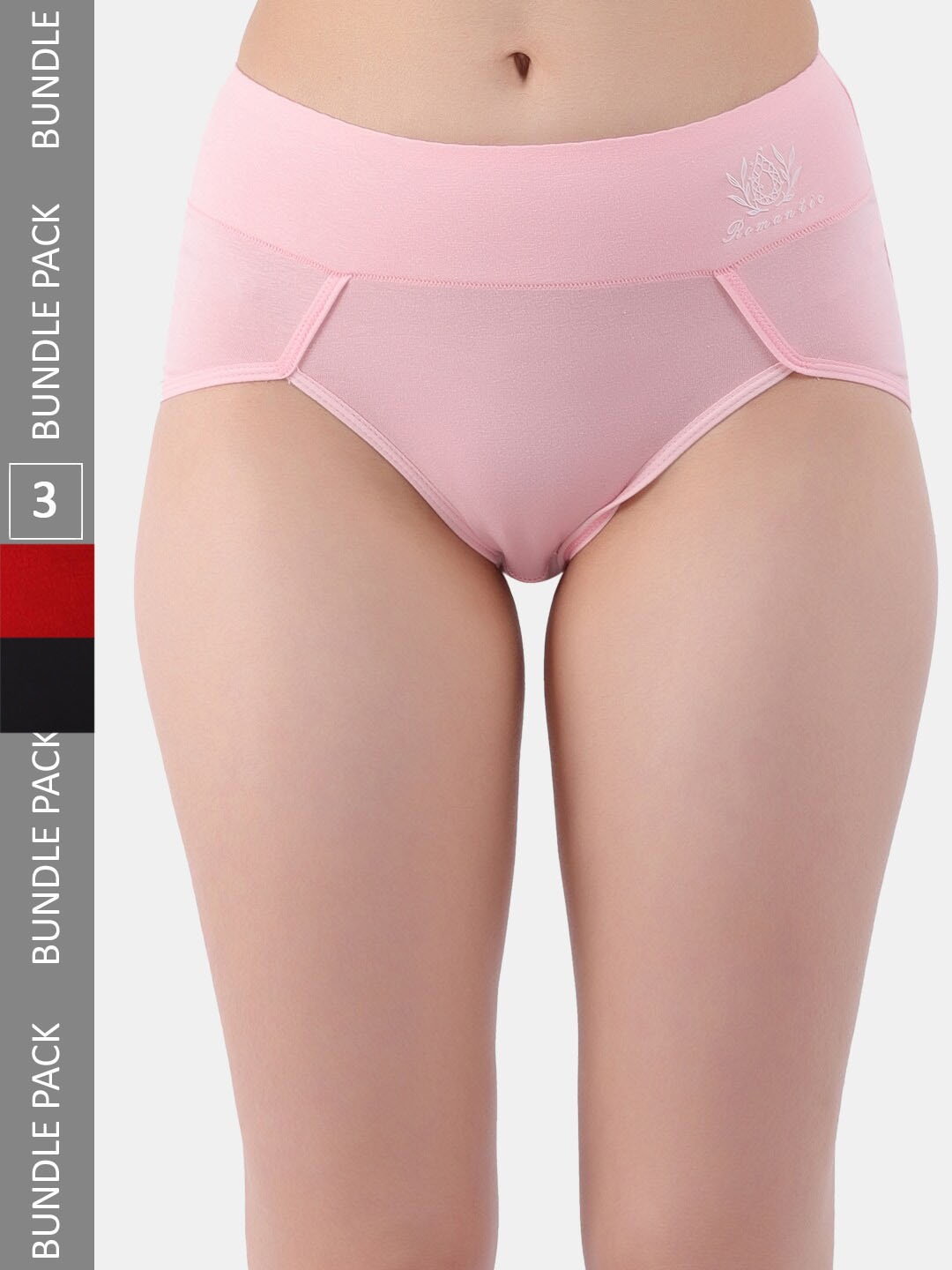

Amour Secret Pack Of 3 Anti-Bacterial Hipster Briefs, Pink