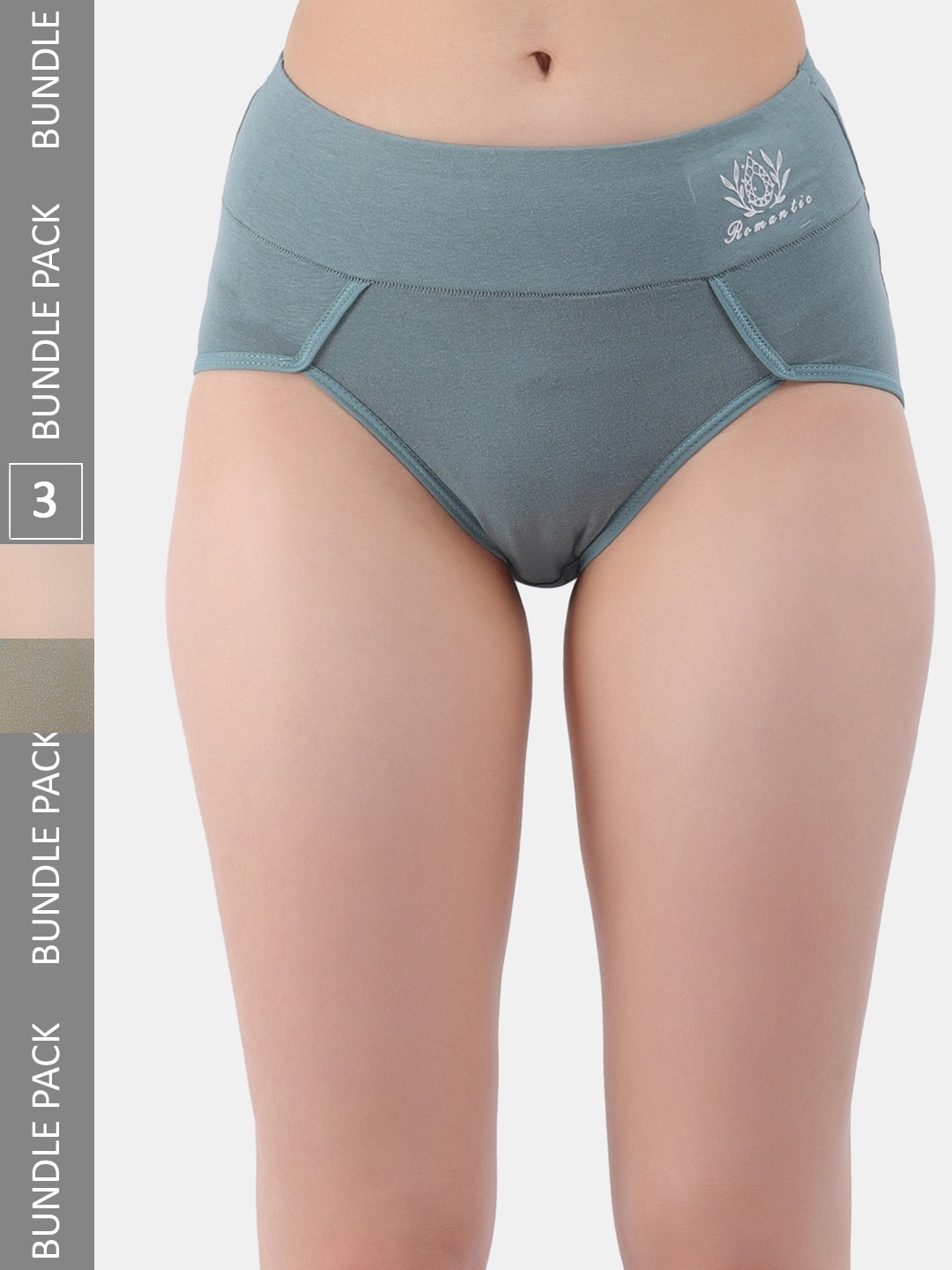 

Amour Secret Women Pack of 3 Anti-Bacterial Hipster Briefs, Sea green