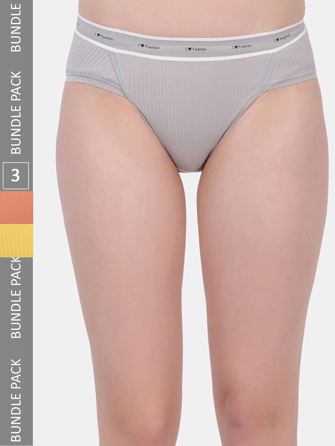 

Amour Secret Women Pack Of 3 Anti-Bacterial Bikini Briefs, Grey