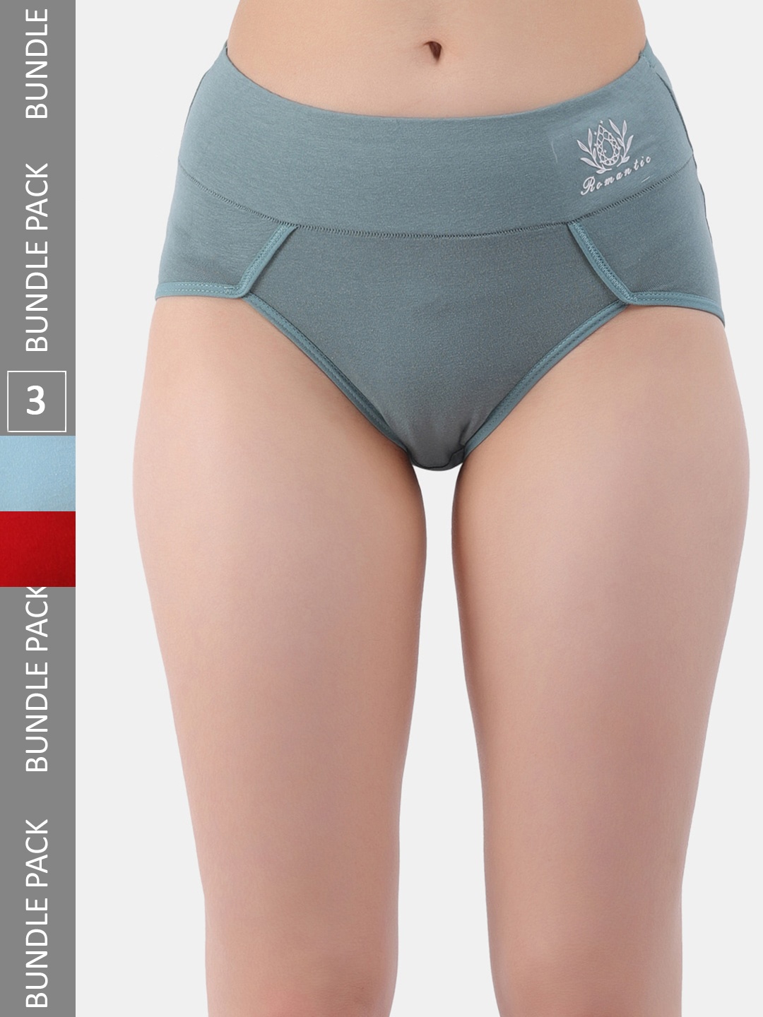 

Amour Secret Women Pack of 3 Mid Rise Anti-Bacterial Hipster Briefs, Blue