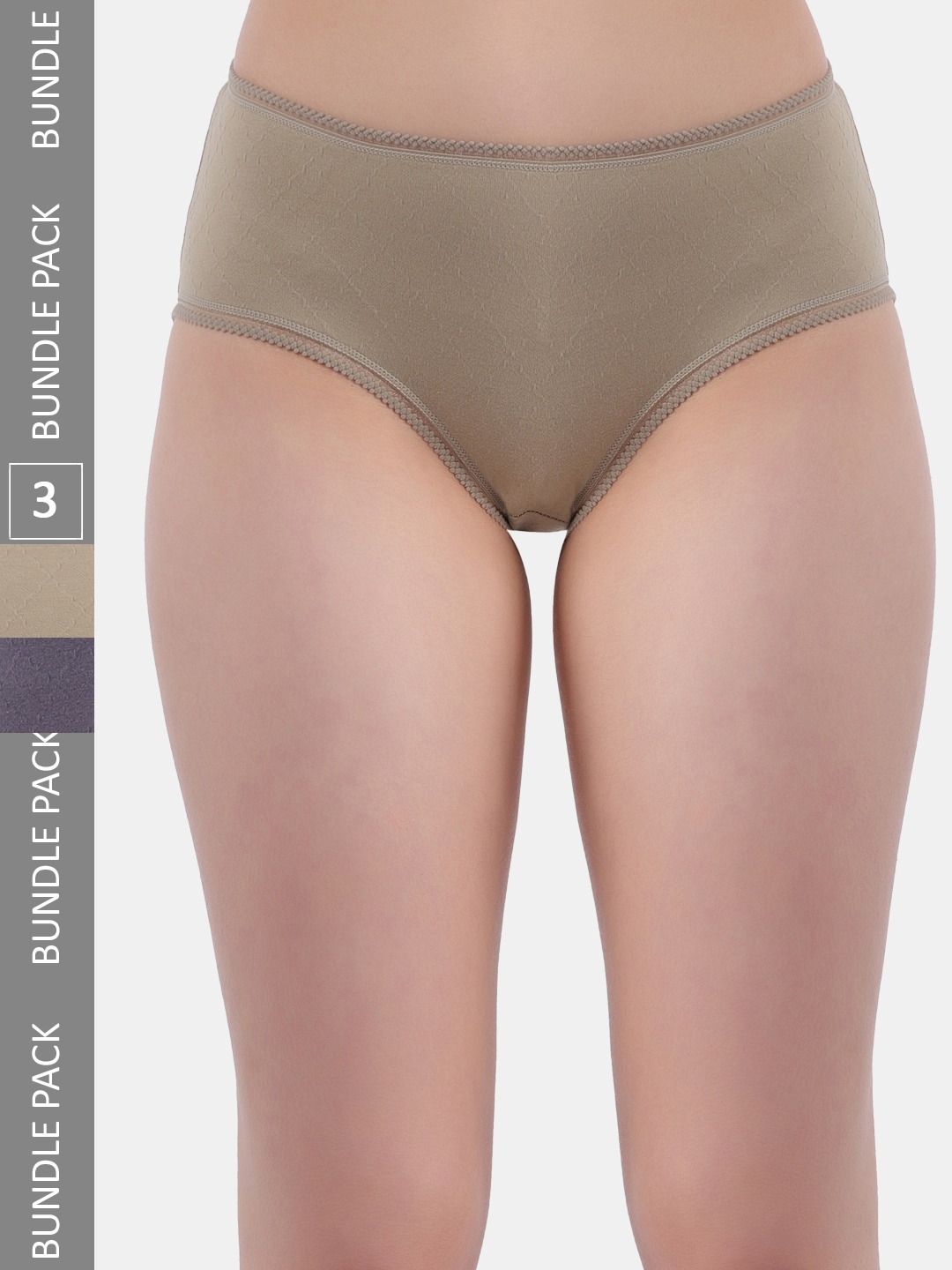 

Amour Secret Women Pack Of 3 Self Design Anti-Bacterial Hipster Briefs, Green