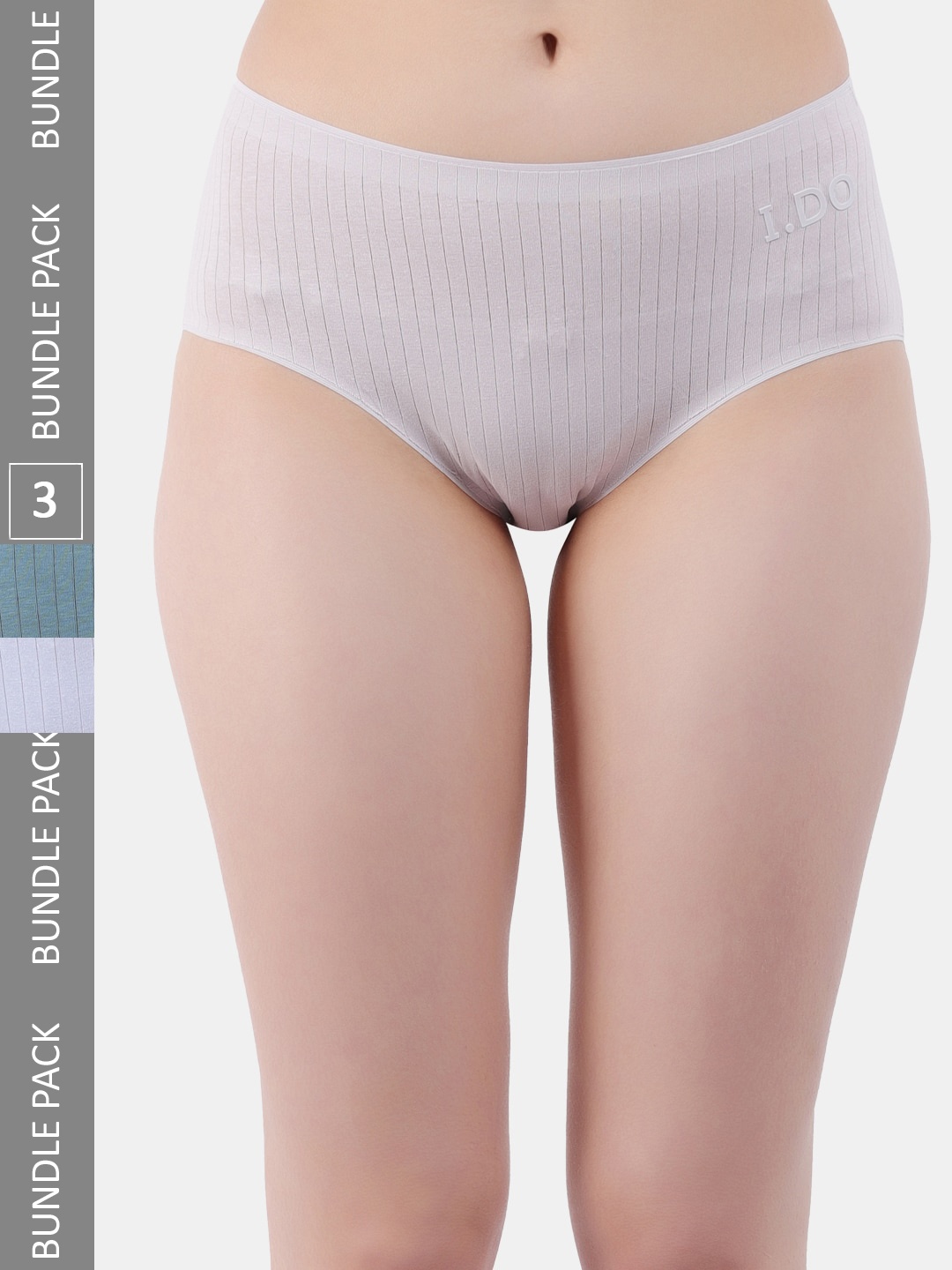 

Amour Secret Women Pack Of 3 Striped Anti-Bacterial Hipster Briefs, Green