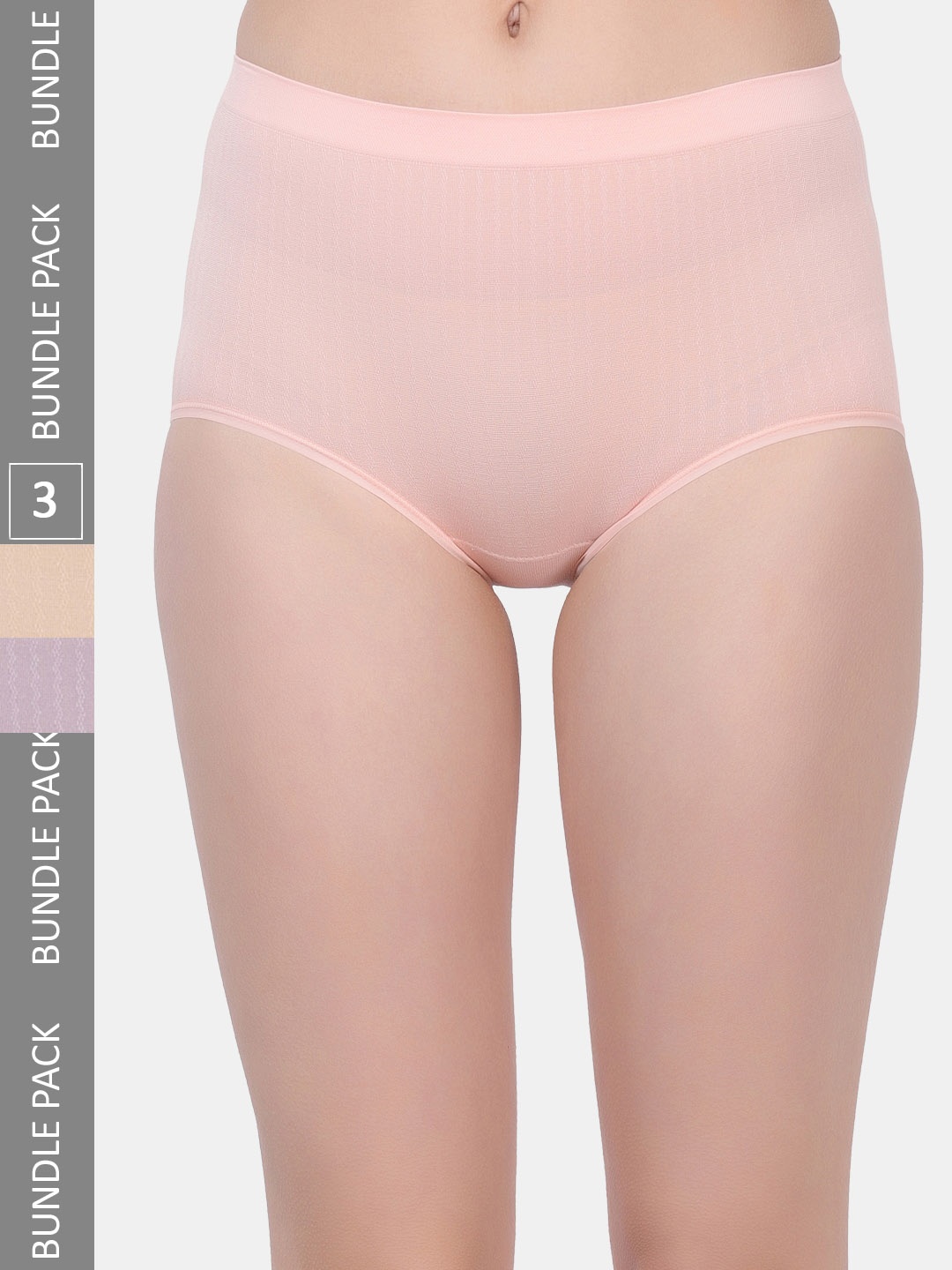 

Amour Secret Women Pack Of 3 Striped Anti-Bacterial Hipster Briefs, Nude