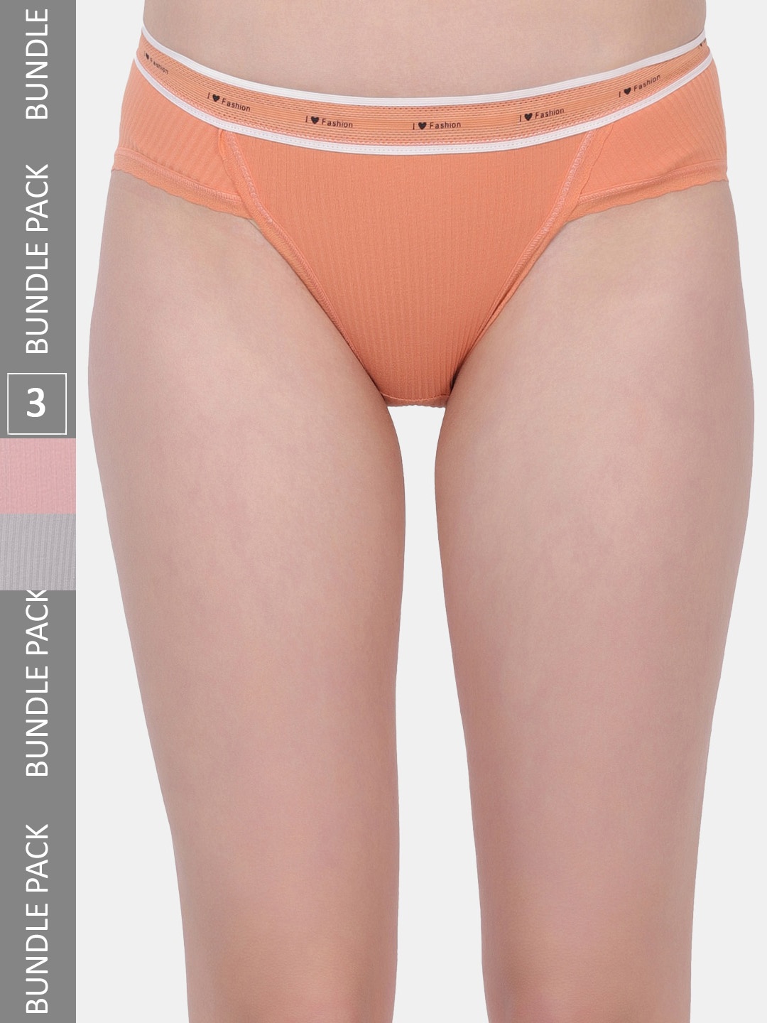 

Amour Secret Women Pack of 3 Smooth-Fit Anti-Bacterial Bikini Briefs, Orange