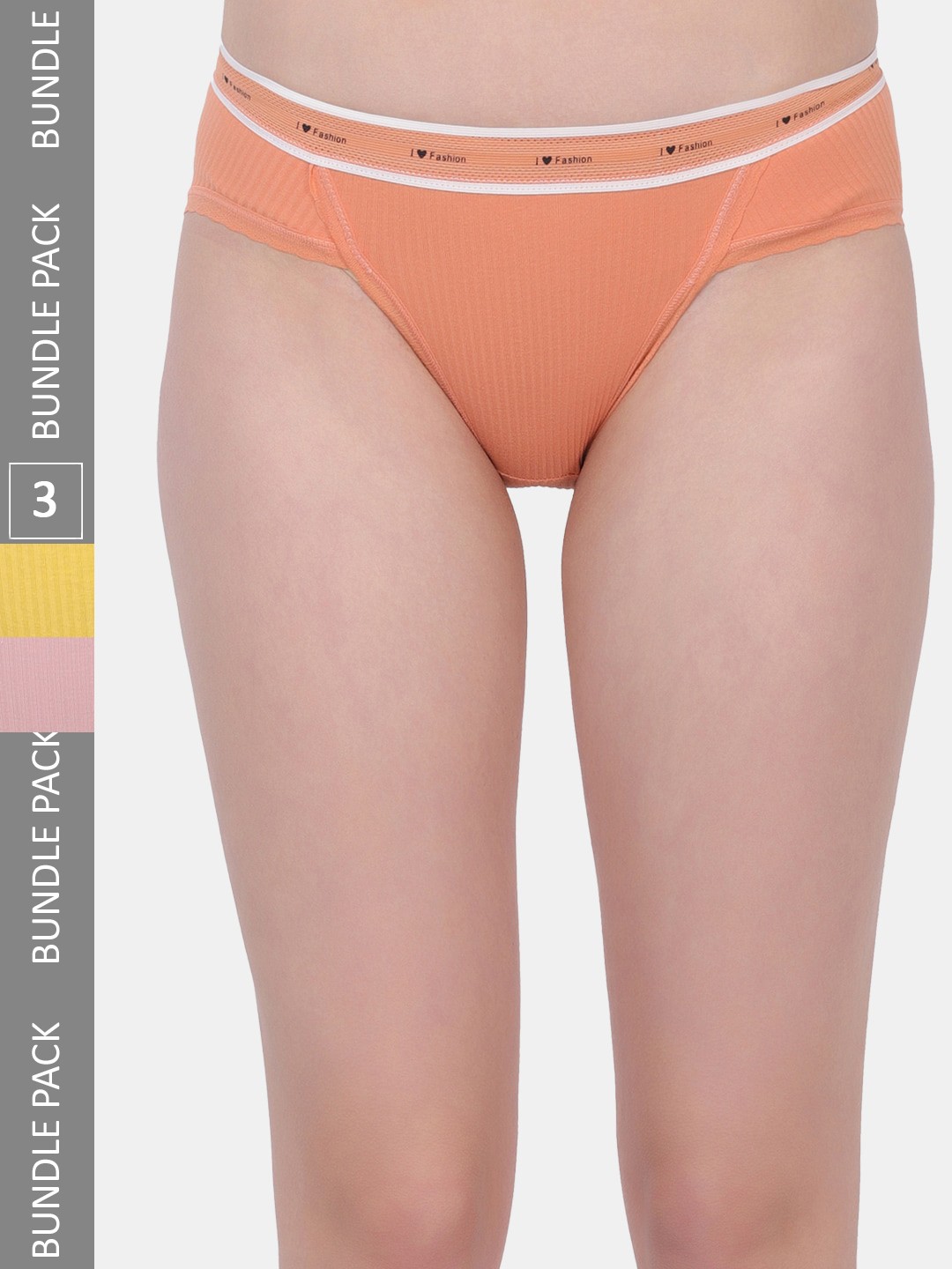 

Amour Secret Women Pack Of 3 Anti-Bacterial Hipster Briefs, Orange