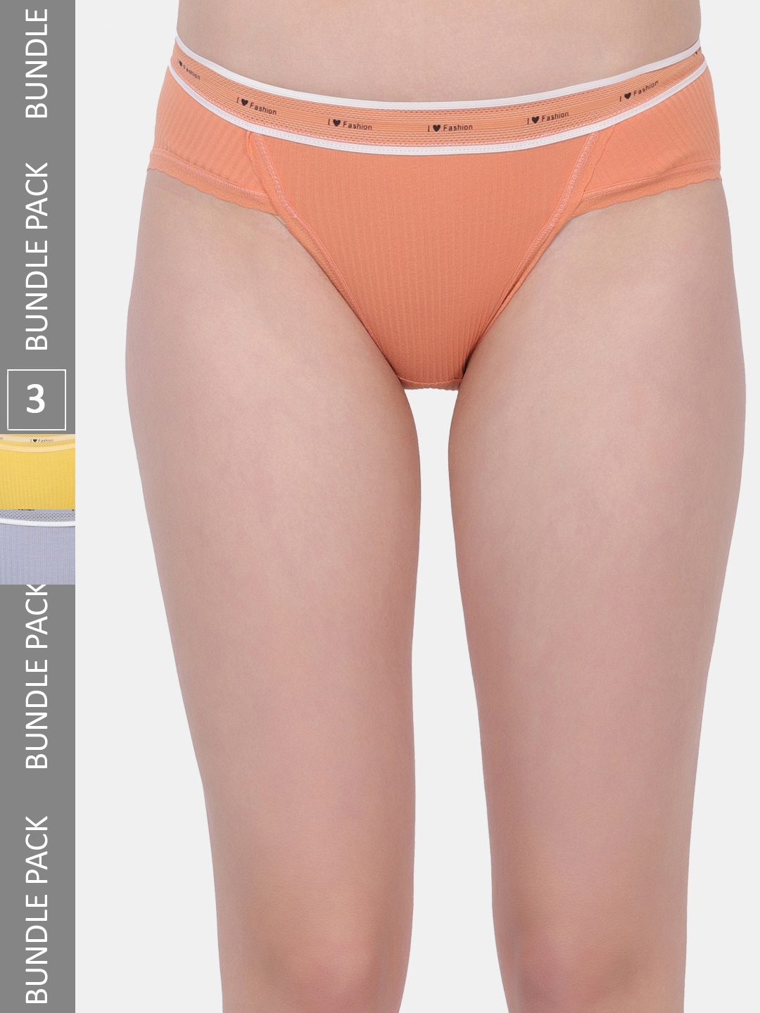 

Amour Secret Women Pack Of 3 Striped Anti-Bacterial Bikini Briefs, Yellow