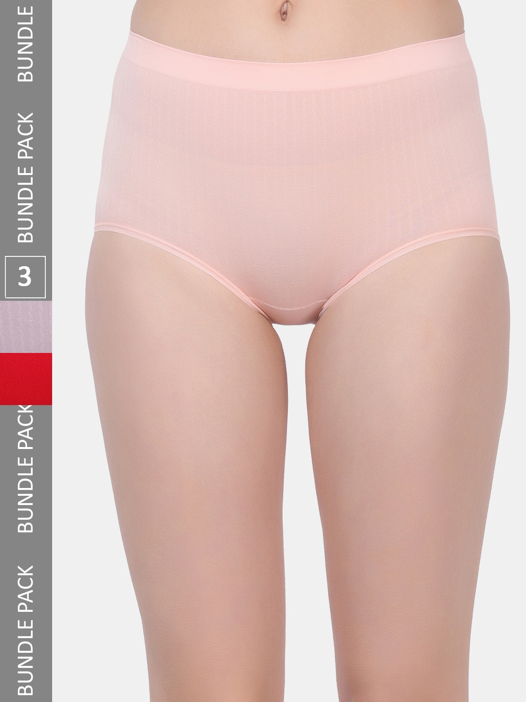 

Amour Secret Women Pack Of 3 Striped Anti-Bacterial Hipster Briefs, Red