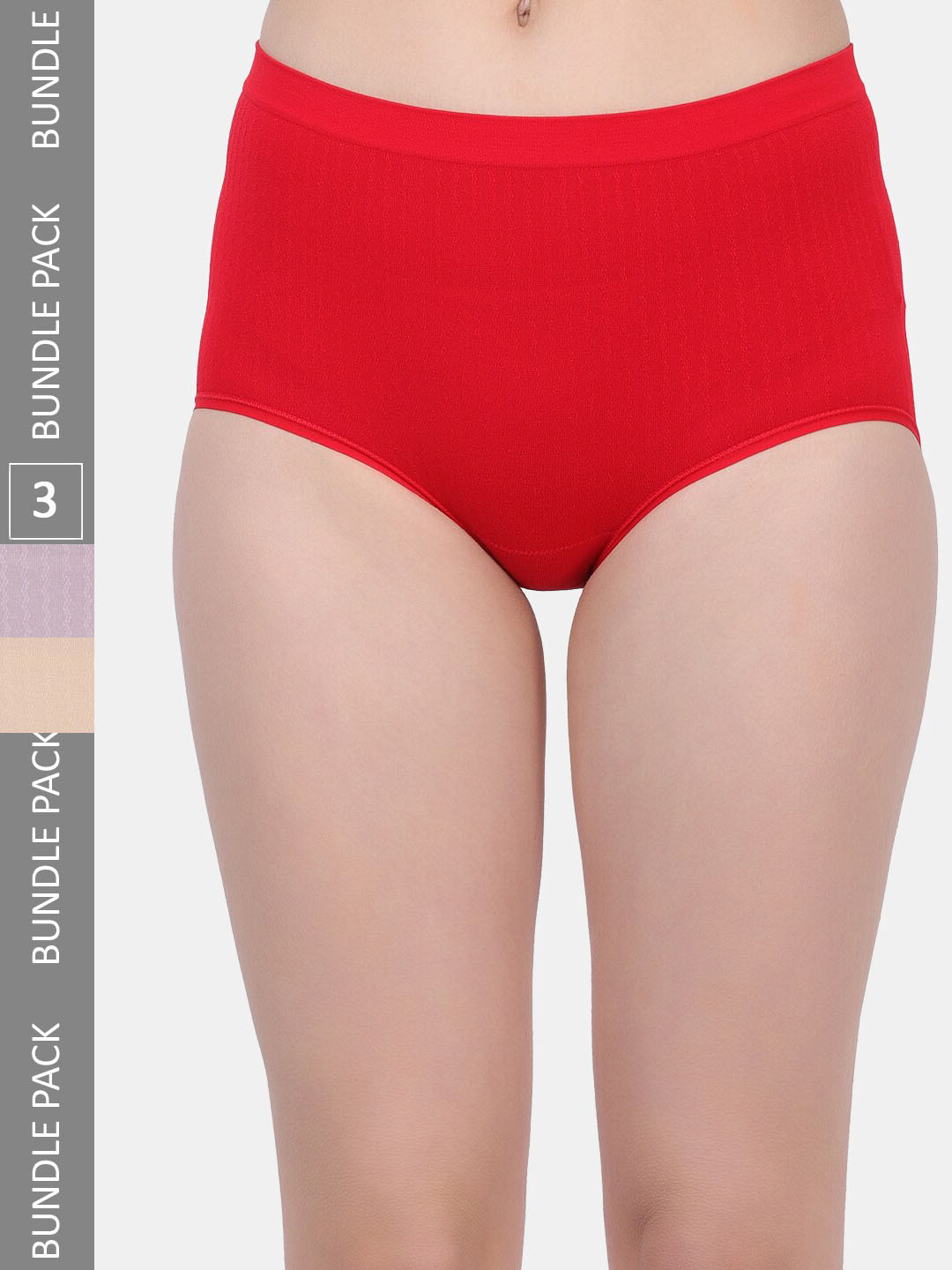 

Amour Secret Women Pack Of 3 Striped Anti-Bacterial Hipster Briefs, Red