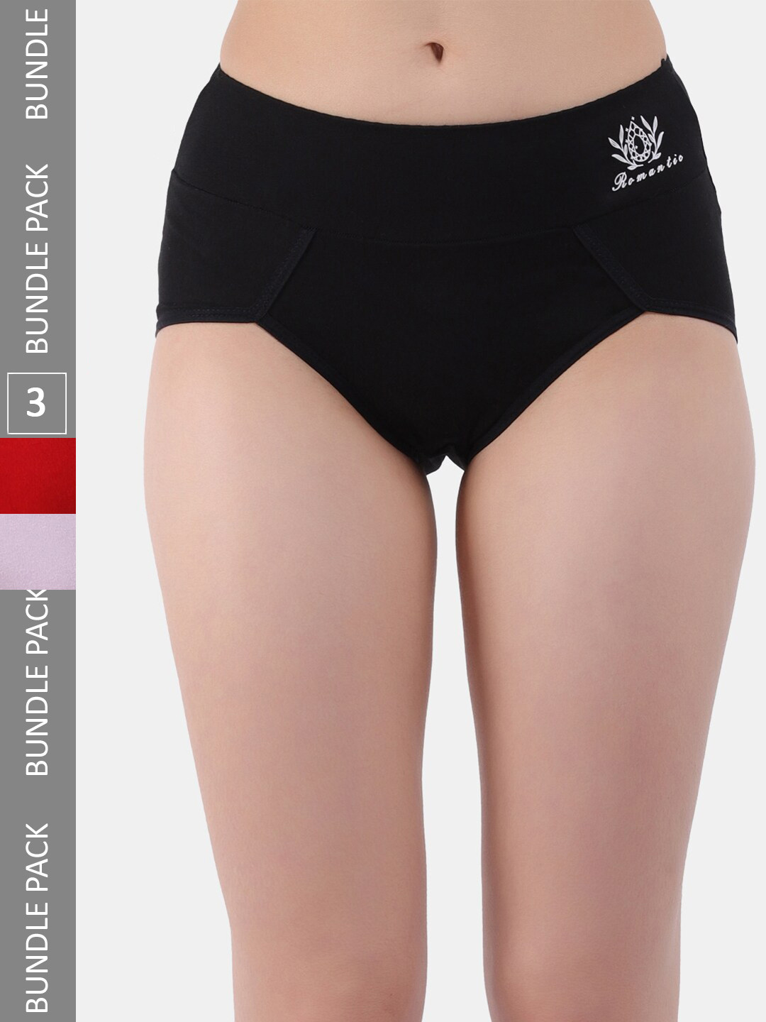 

Amour Secret Women Pack Of 3 Anti-Bacterial Hipster Briefs, Black