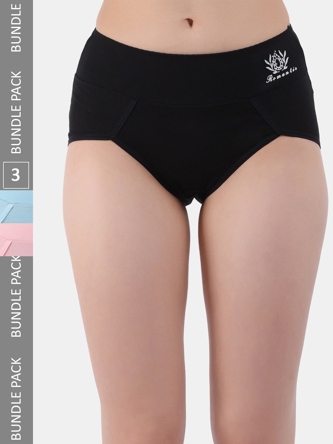 

Amour Secret Women Pack of 3 Mid Rise Anti-Bacterial Hipster Briefs, Black