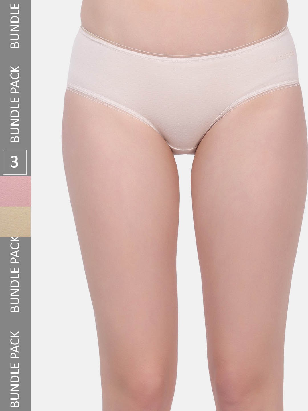 

Amour Secret Women Pack of 3 Mid Rise Anti-Bacterial Hipster Briefs, Cream