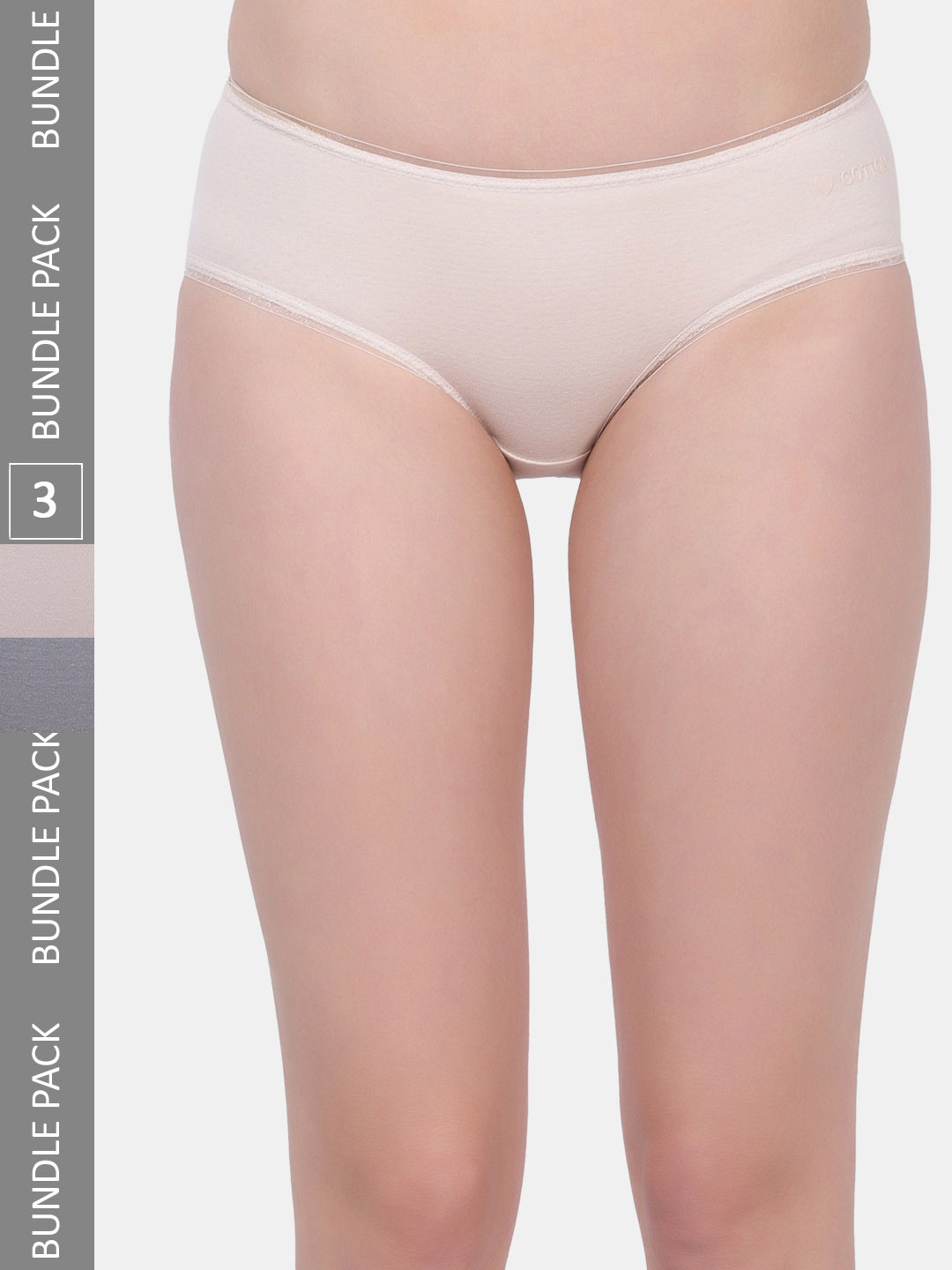 

Amour Secret Women Pack Of 3 Anti Bacterial Hipster Briefs, Cream
