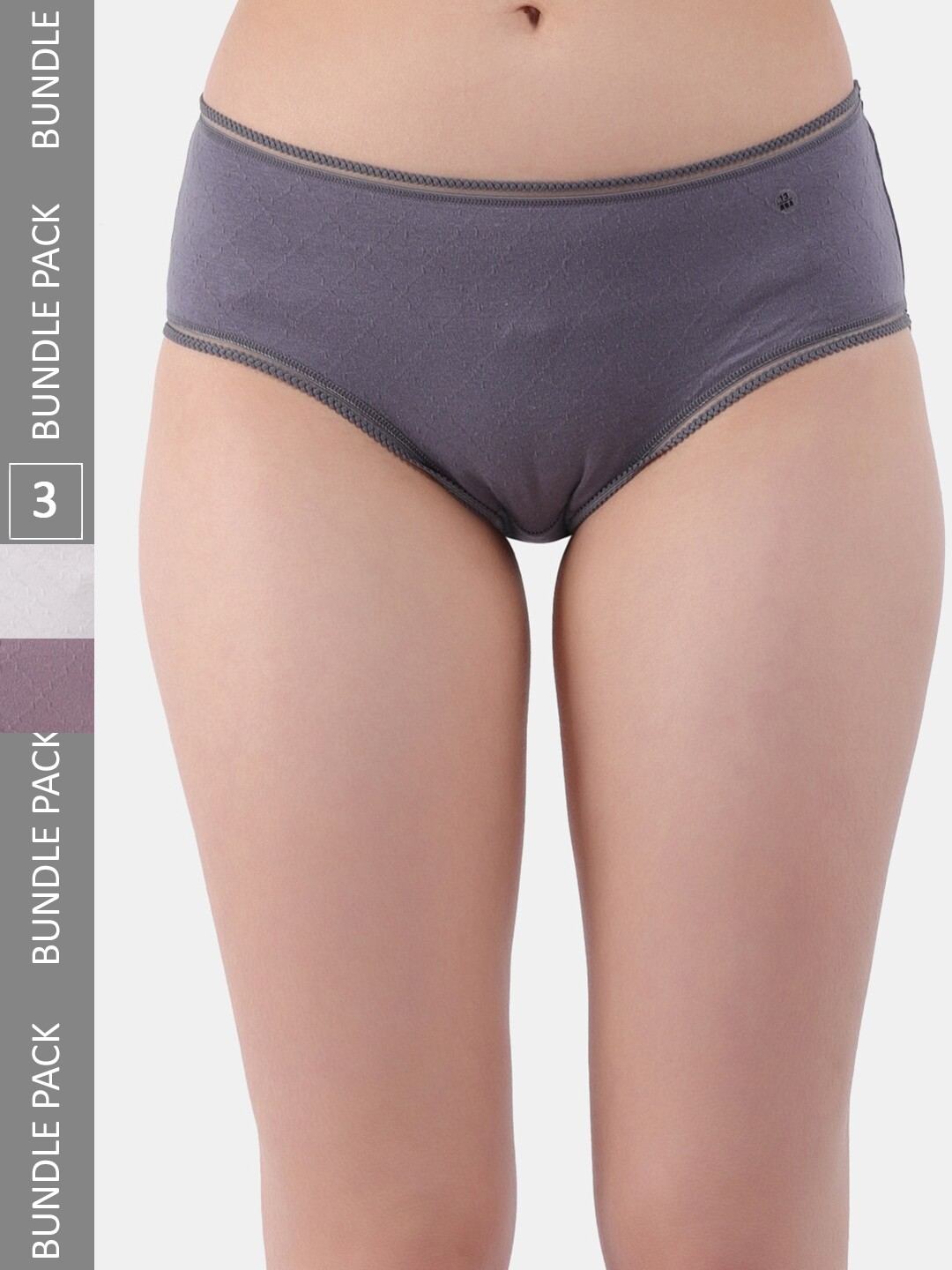 

Amour Secret Women Pack Of 3 Anti-Bacterial Hipster Briefs, Grey