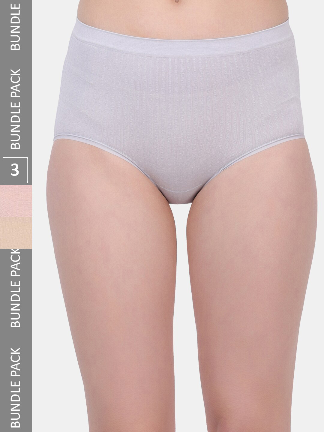 

Amour Secret Women Pack Of 3 Striped Anti-Bacterial Hipster Briefs, Grey