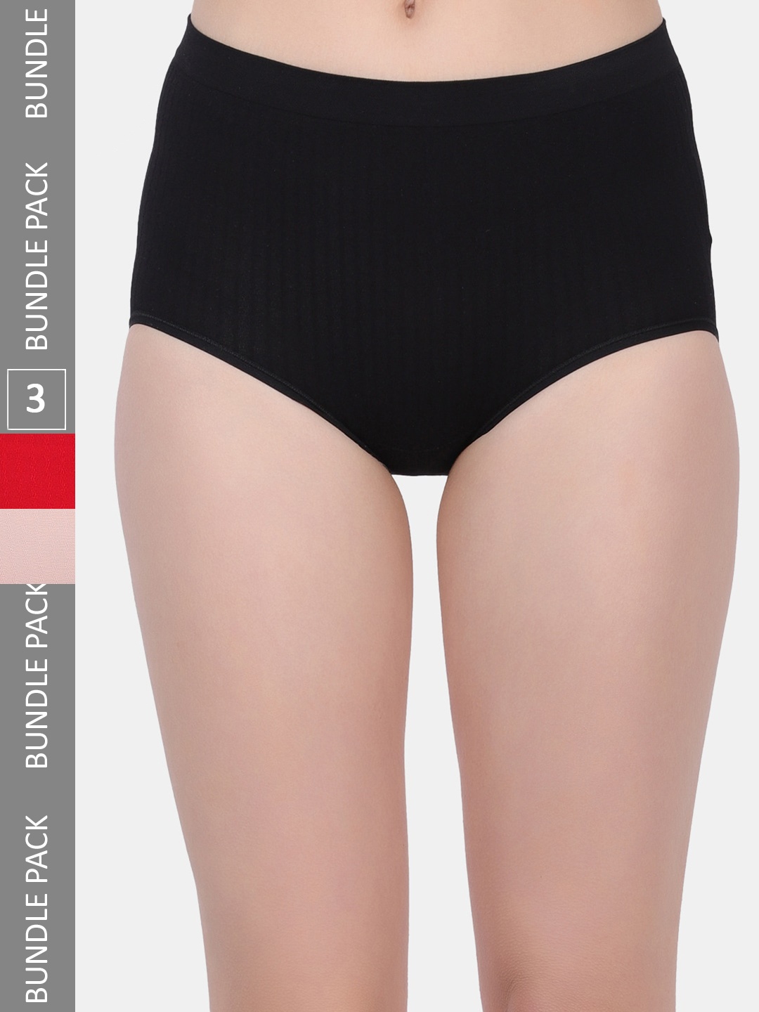 

Amour Secret Women Pack Of 3 Self Design Anti-Bacterial Hipster Briefs, Black