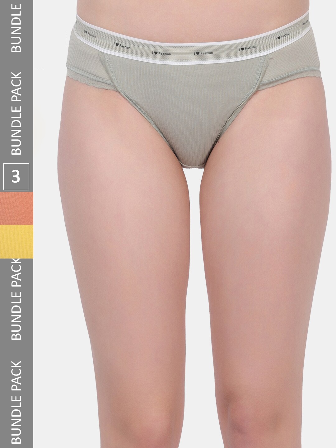 

Amour Secret Women Pack Of 3 Ribbed Anti-Bacterial Bikini Briefs, Green