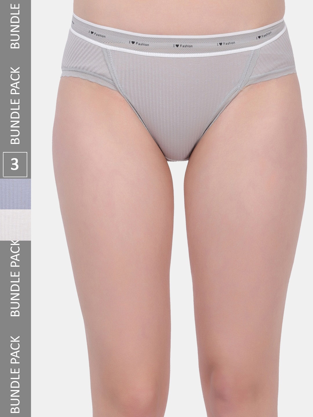 

Amour Secret Women Pack Of 3 Anti-Bacterial Bikini Briefs, Grey