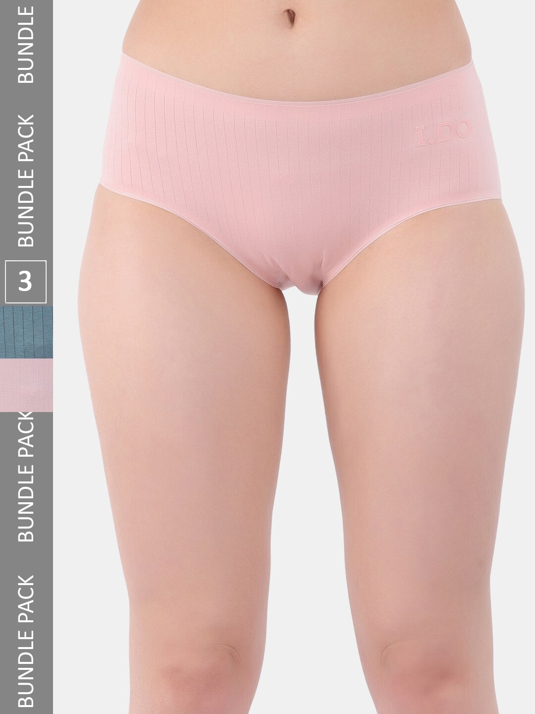 

Amour Secret Women Pack of 3 Mid Rise Anti-Bacterial Hipster Briefs, Peach