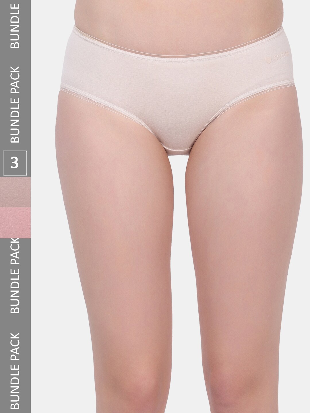 

Amour Secret Women Pack Of 3 Laced Anti-Bacterial Hipster Briefs, Cream