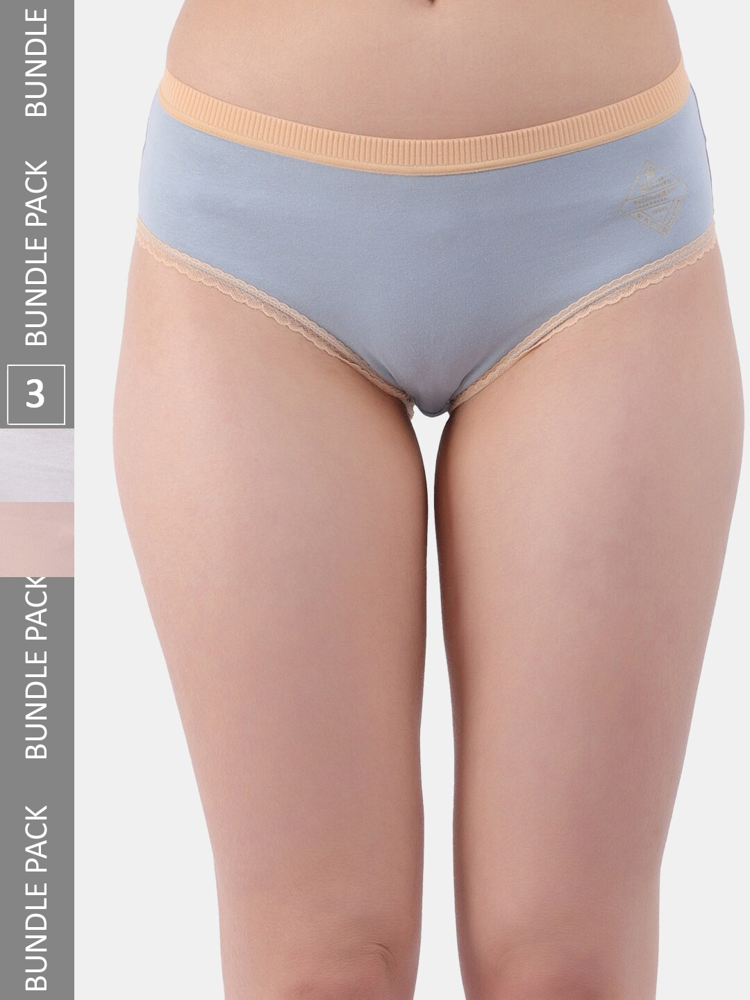 

Amour Secret Women Pack Of 3 Anti-Bacterial Hipster Briefs, Grey