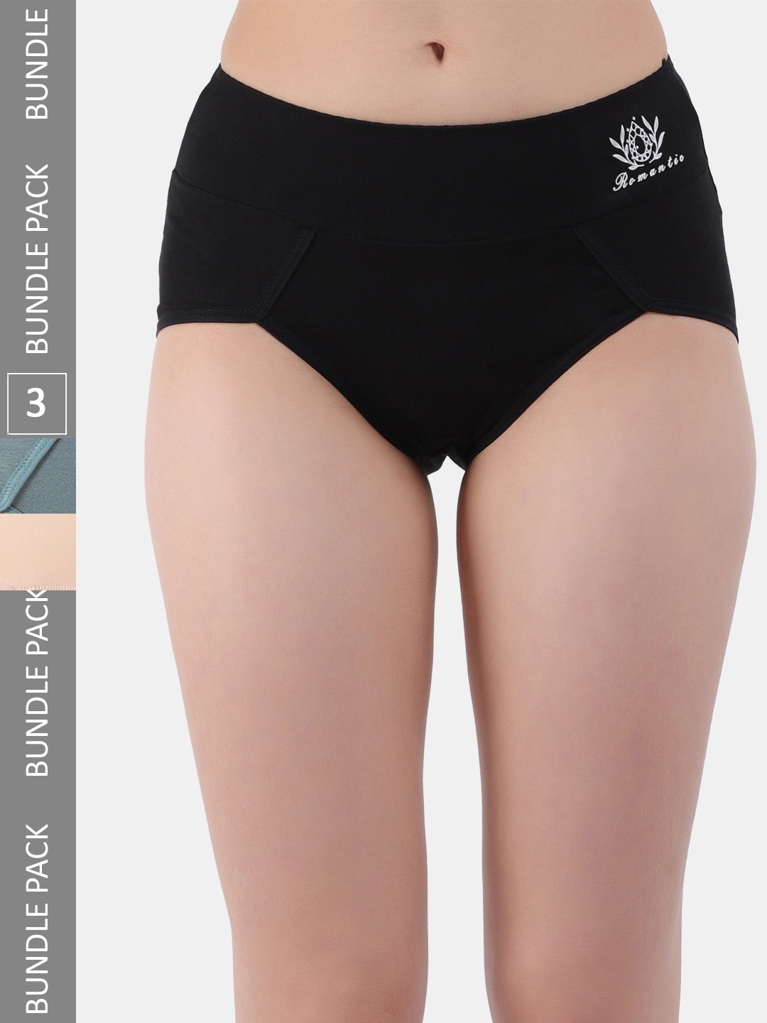 

Amour Secret Women Pack of 3 Mid Rise Anti-Bacterial Hipster Briefs, Black