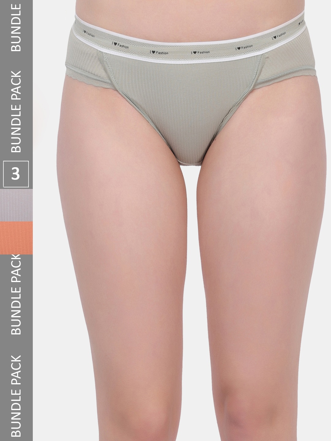 

Amour Secret Women Pack Of 3 Striped Anti-Bacterial Bikini Briefs, Green
