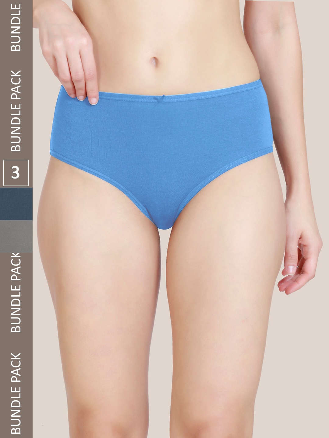 

Nykd Women Pack Of 3 Cotton Anti-Odour Hipster Briefs, Blue