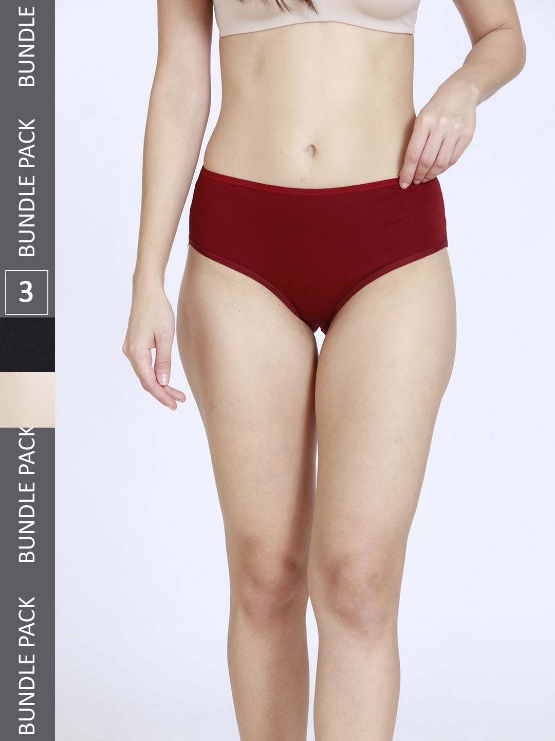 

Nykd Women Pack Of 3 Anti-Bacterial Hipster Briefs, Black