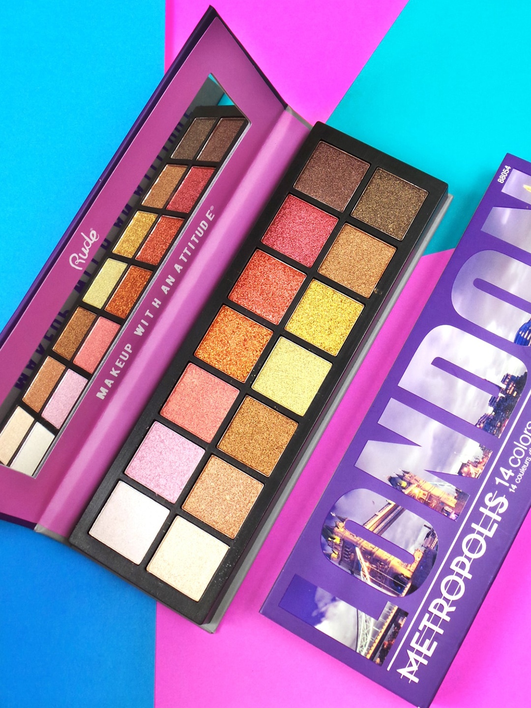 Rude Cosmetics Metropolis 14 Color Eyeshadow Palette 15 g - London, Multi