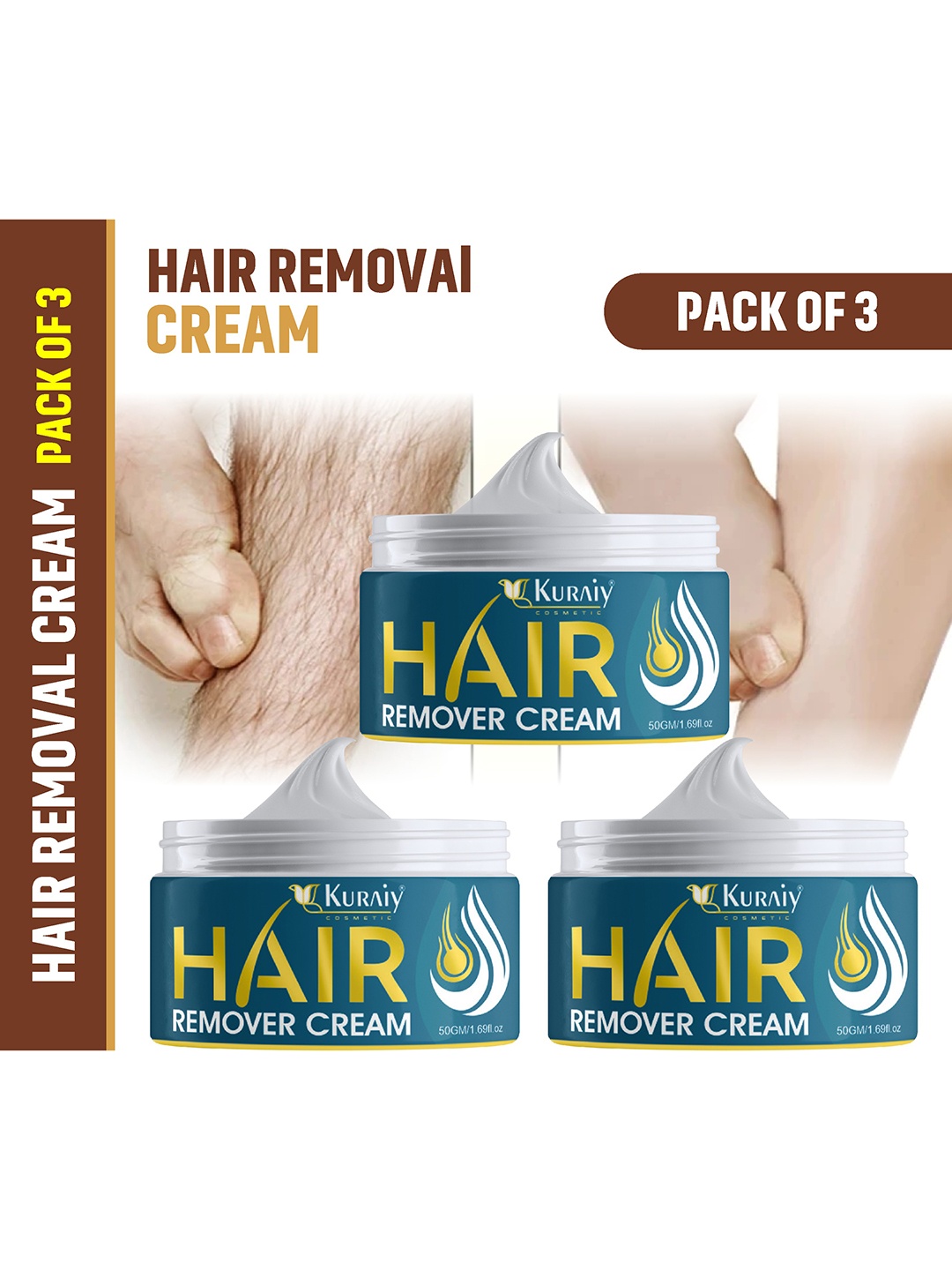 

KURAIY Set Of 2 Painless Hair Removal Cream-50 gm Each, White