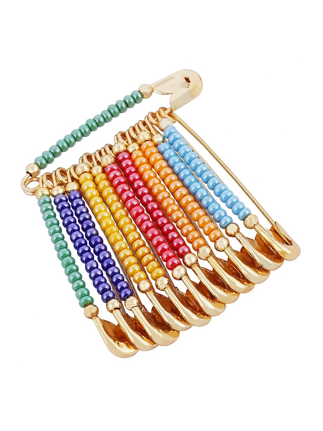 

VAMA Set Of 12 Beaded Saree Safety Pins, Yellow