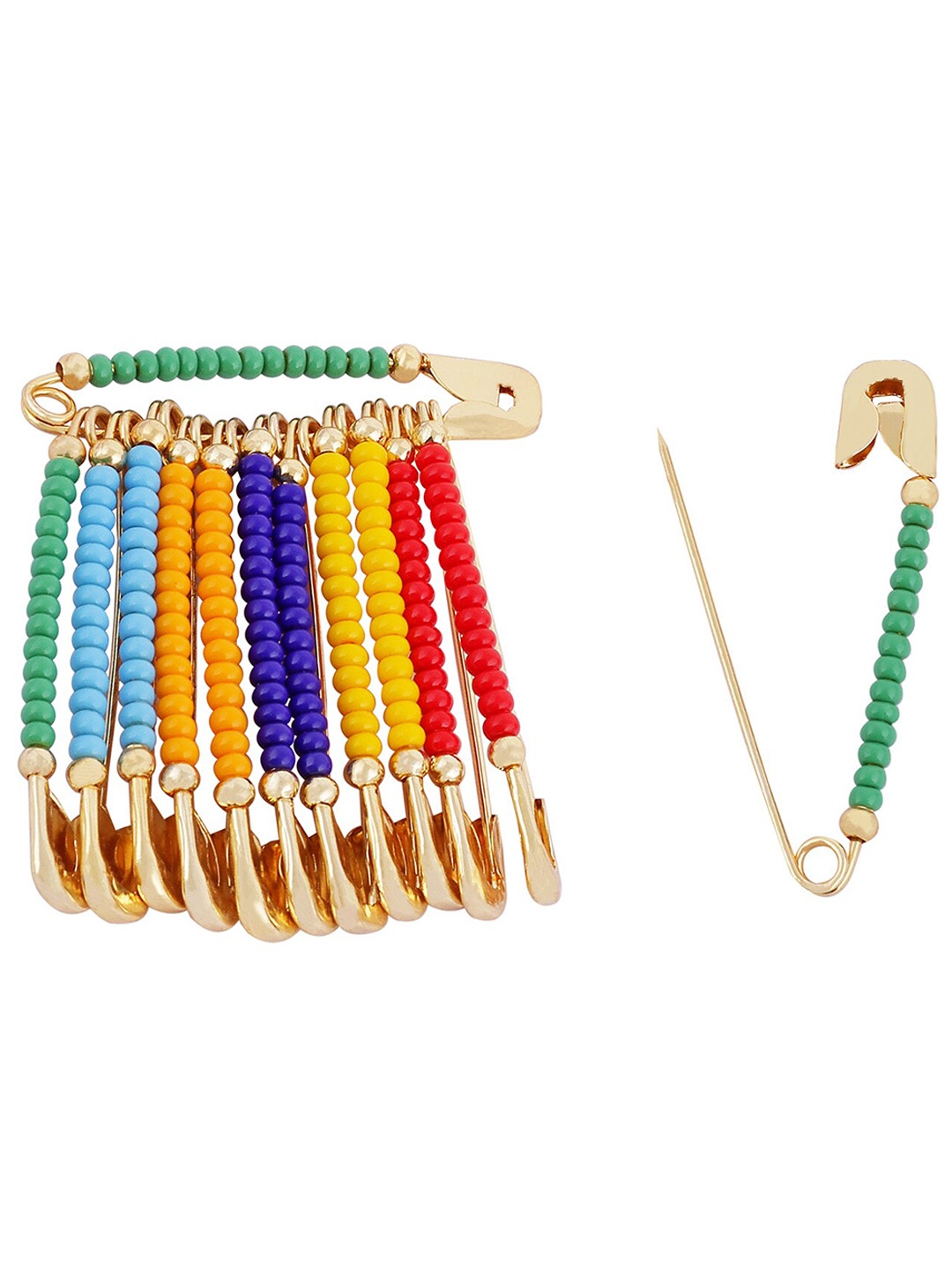 

VAMA Beaded Saree Safety Pins, Green