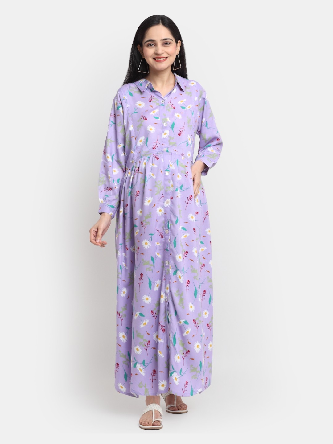

Mylo Purple Floral A-Line Midi Dress
