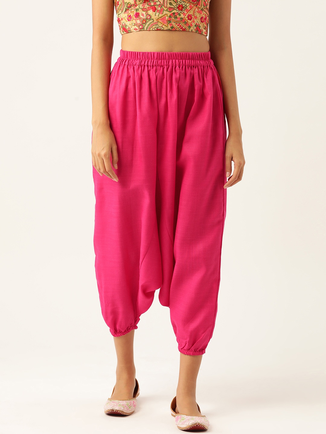 

Molcha Solid Cotton Harem Pant, Pink