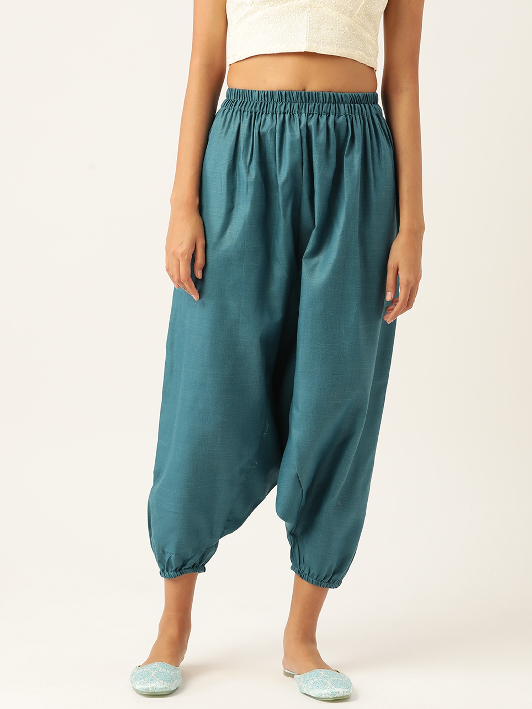 

Molcha Solid Cotton Harem Pant, Teal