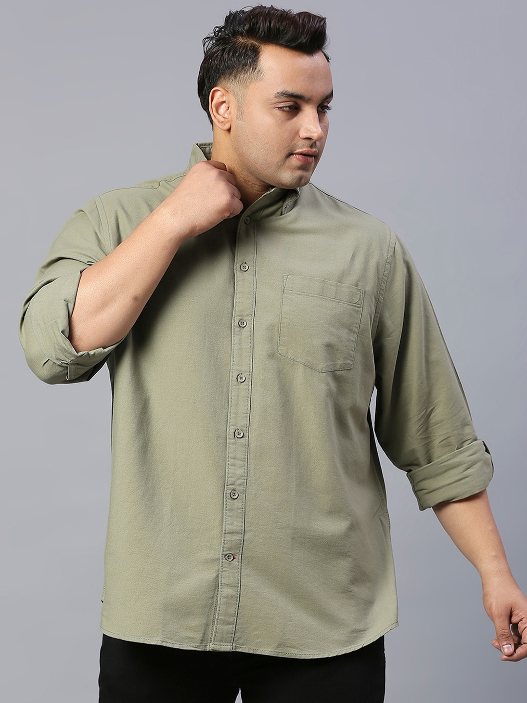 

High Star Men Olive Green Slim Fit Casual Shirt