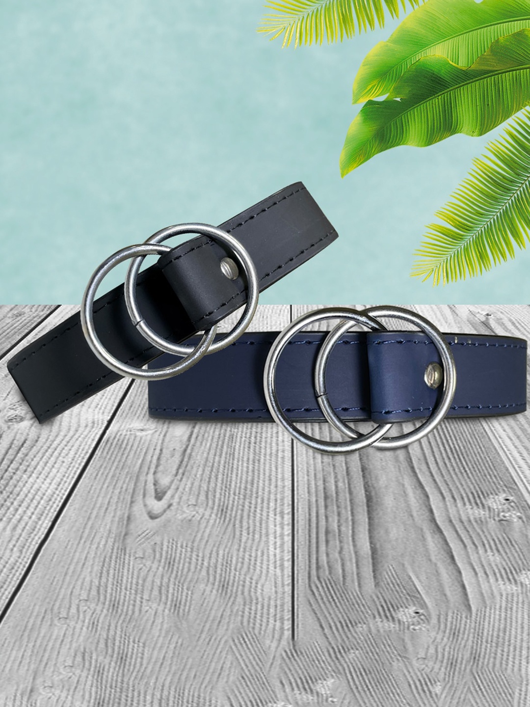 

Kastner Women Pack of 2 D-Ring Closure Belt, Black