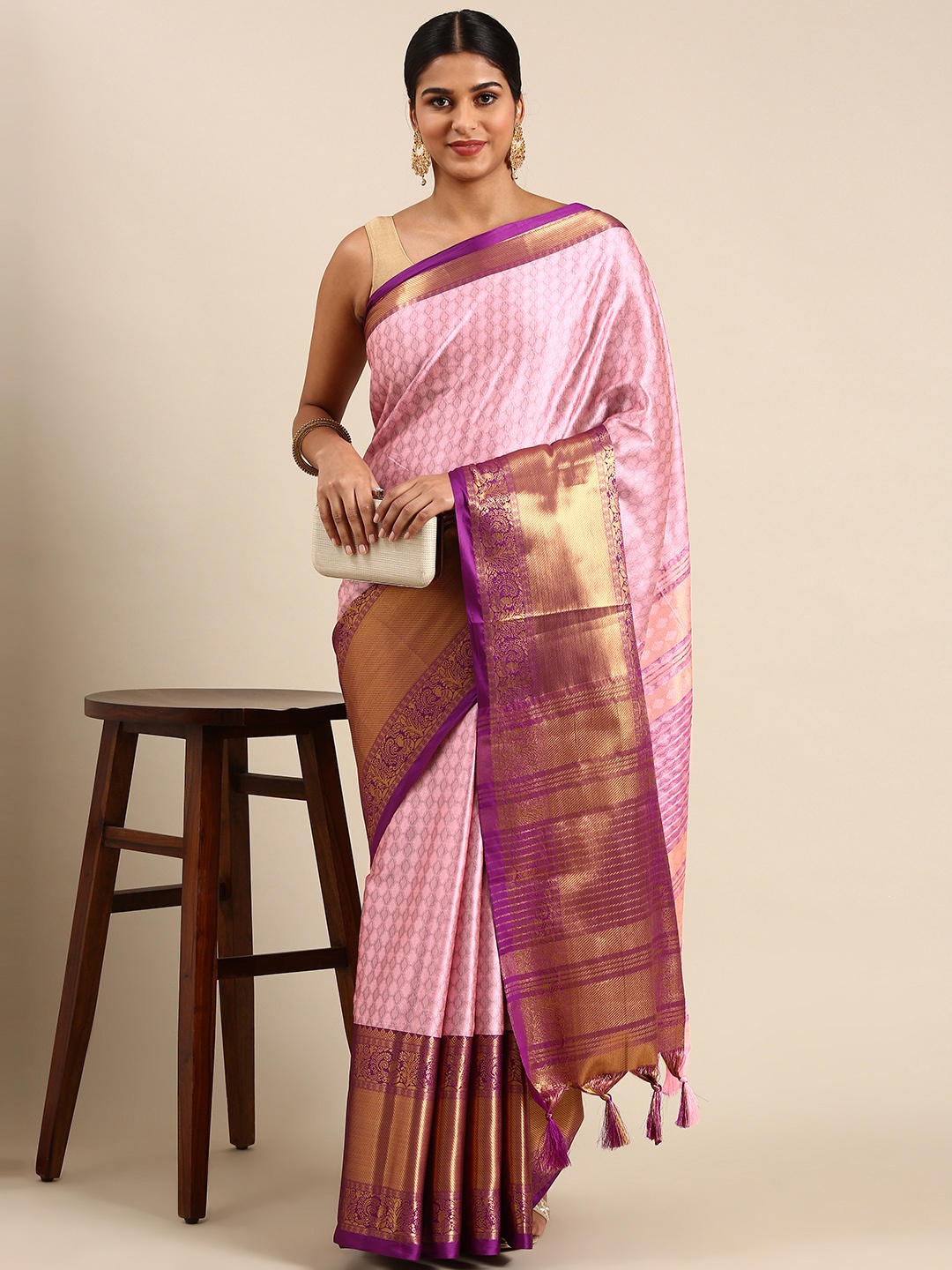 

FASHDEAL Ethnic Motifs Zari Pure Cotton Saree, Green
