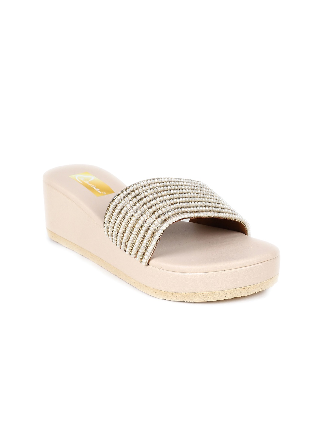 

The Desi Dulhan Embellished Ethnic Wedge Heels, Cream