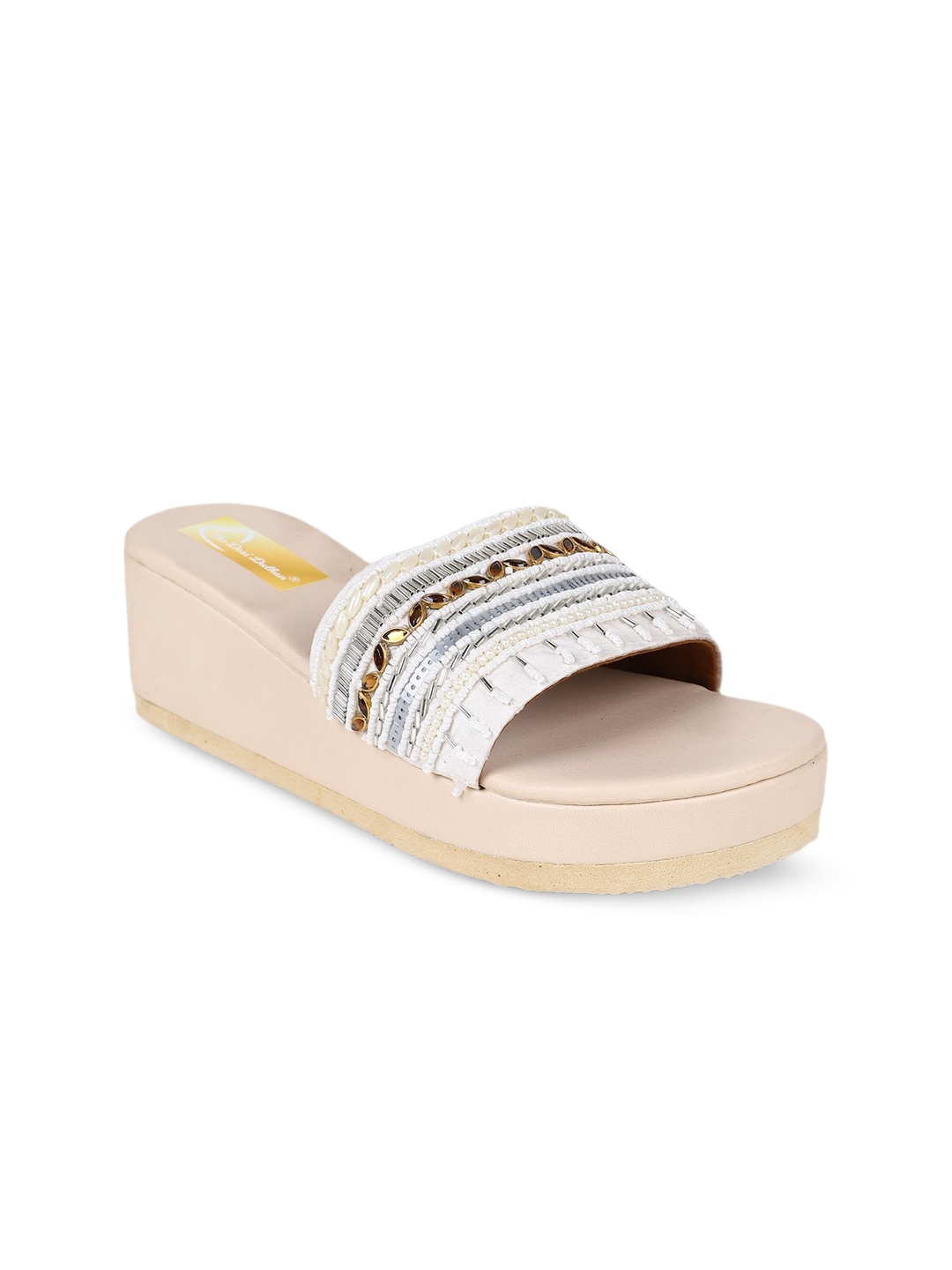 

The Desi Dulhan Embellished Ethnic Wedge Heels, White