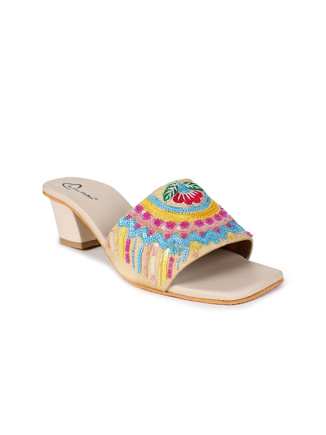 

The Desi Dulhan Embellished Ethnic Block Heels, Yellow