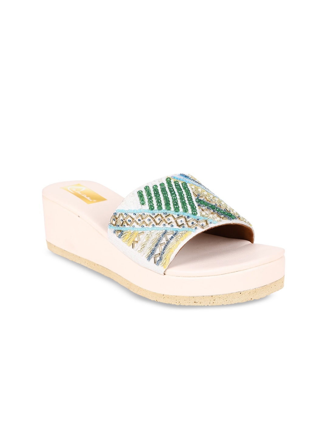 

The Desi Dulhan Printed Ethnic Wedges, Sea green